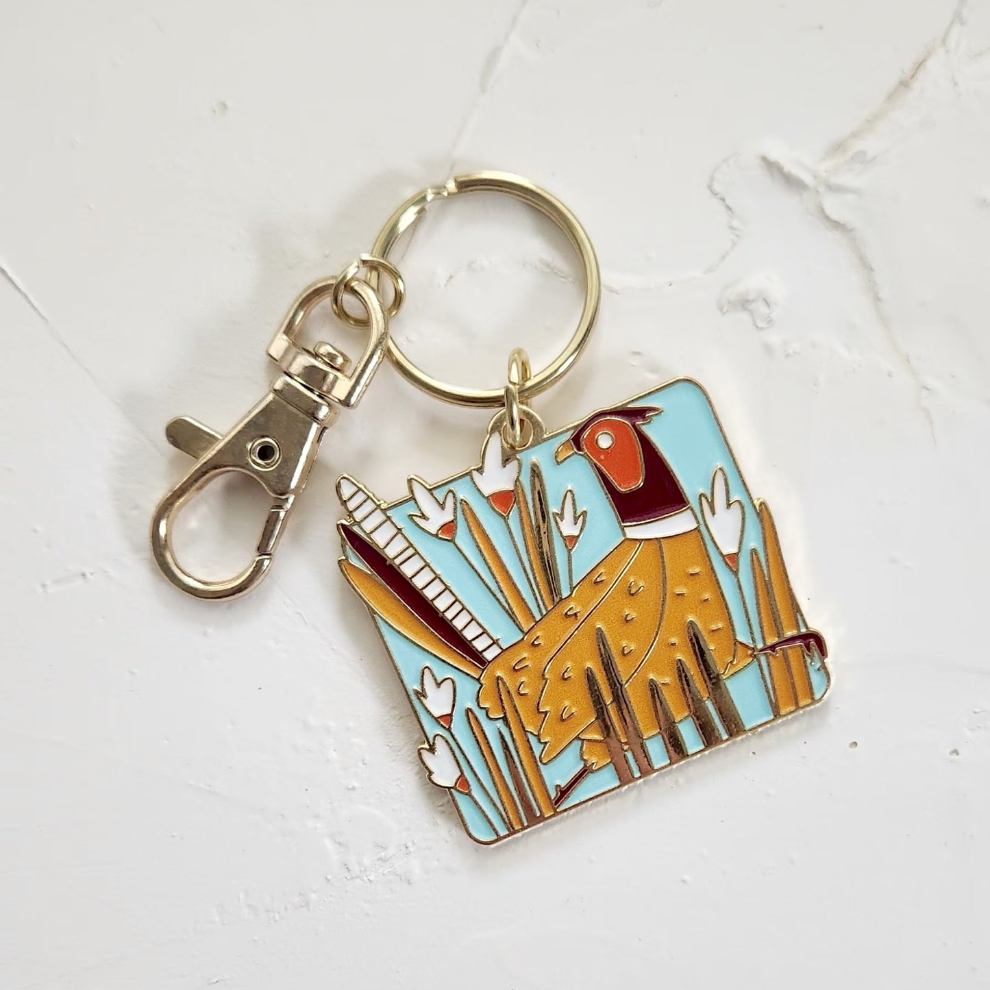 Pheasant Enamel Keychain